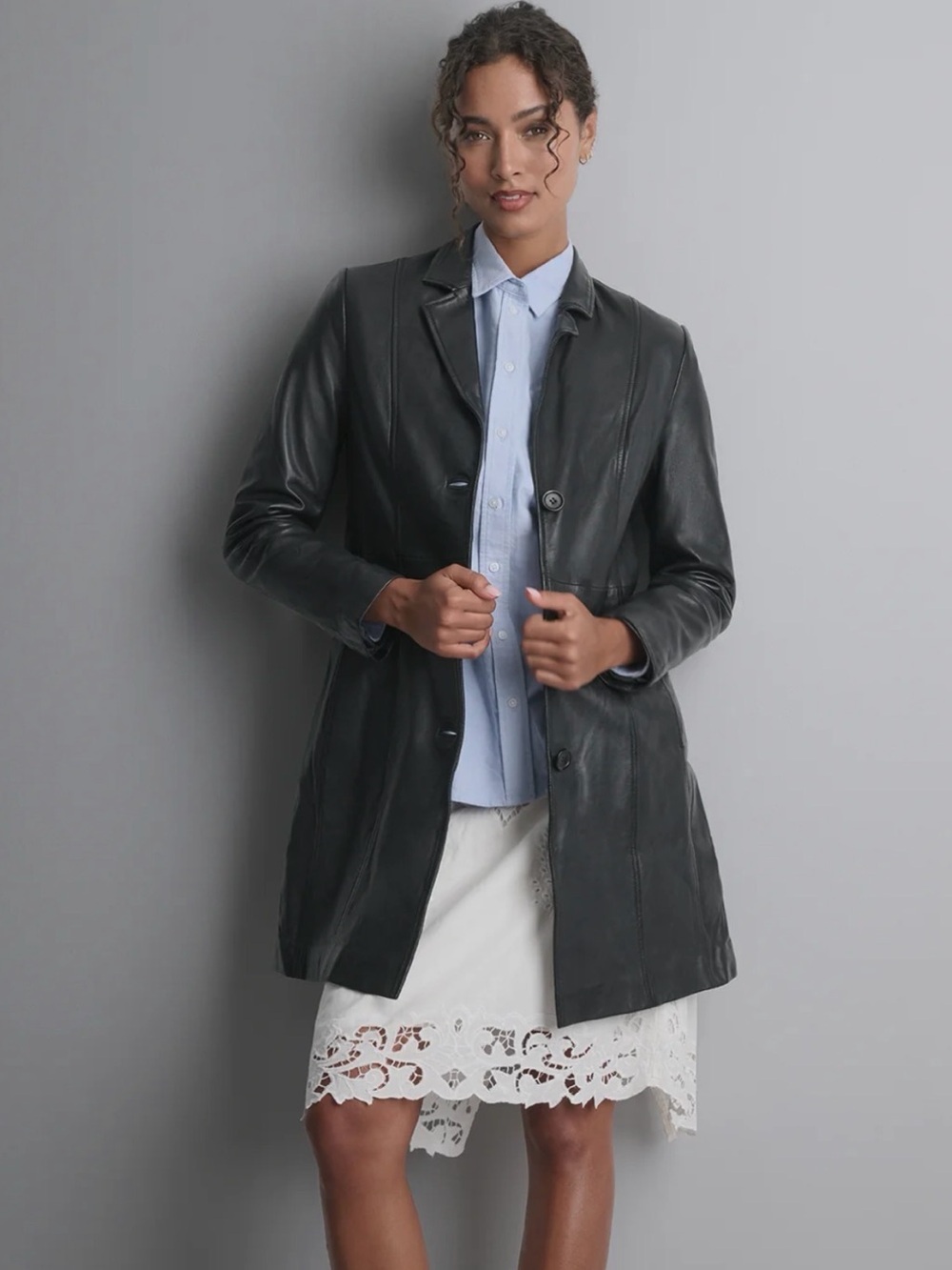Wilsons Genuine Leather Black Women's Leather Trench Coat